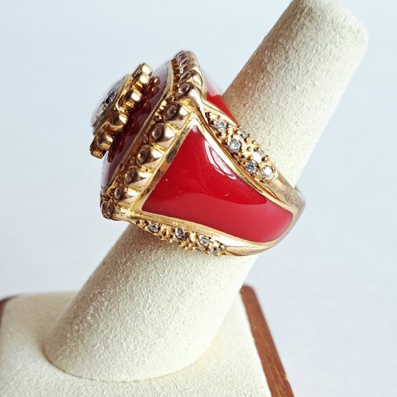 New Women's Red Resin Cubic Zirconia Ring Size 7 - Picture 7 of 13
